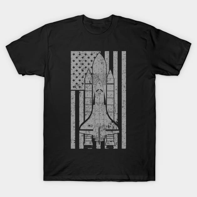 Space Shuttle Vintage Flag Patriotic Space T-Shirt by DesignedForFlight